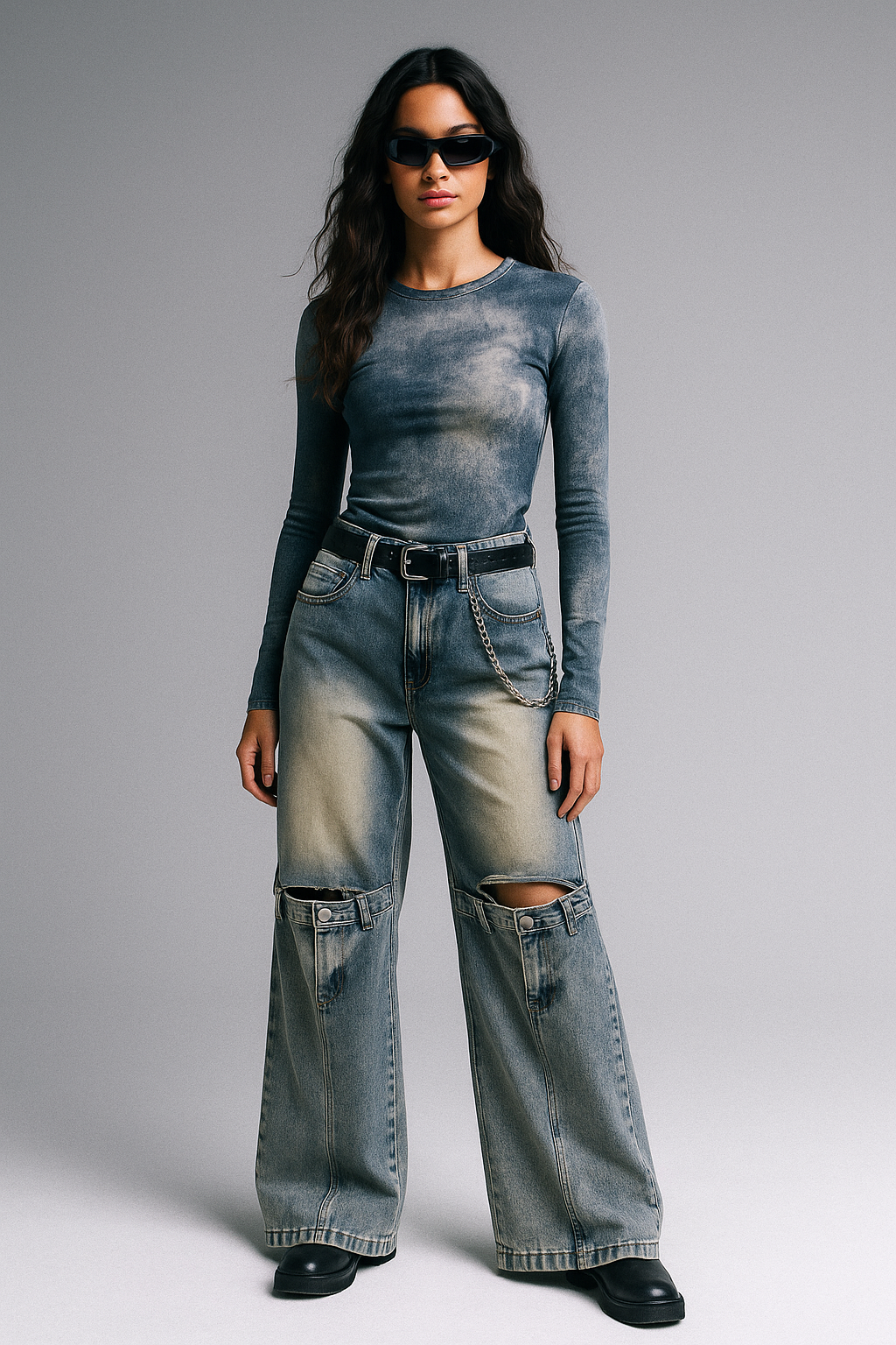 pantalon baggy efecto deslavado