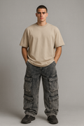 pantalon cargo efecto deslavado baggy