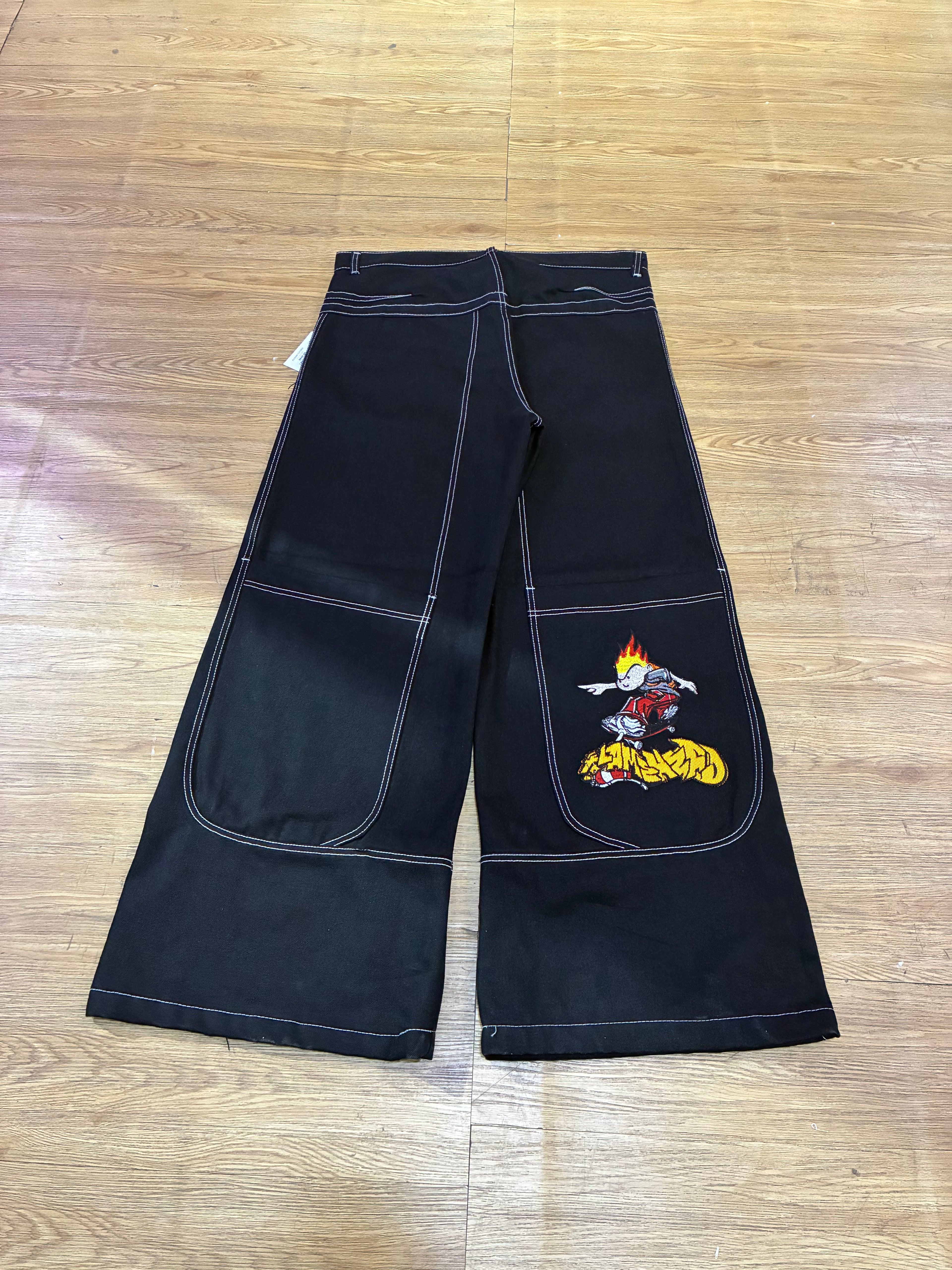 Pantalones cargo negros FLAMEHEAD, corte baggy