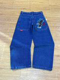 Pantalones JNCO tigre negro con azul, corte baggy