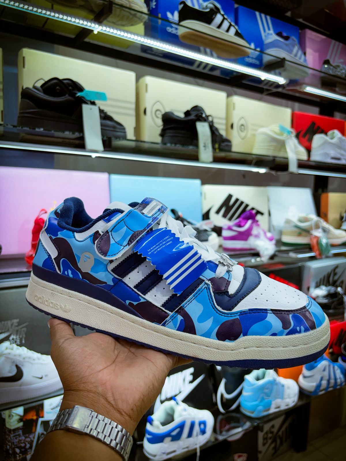 TENIS ADIDAS FORUM 84 LOW BAPE 30TH  ANNIVERSARY BLUE CAMO