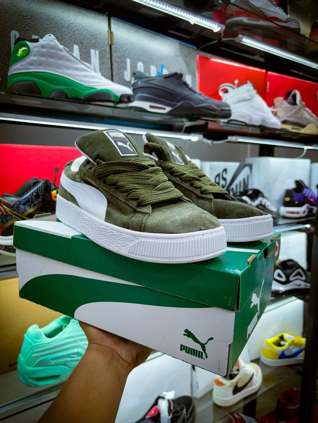 TENIS PUMAS SUEDE XL VERDE OLIVA