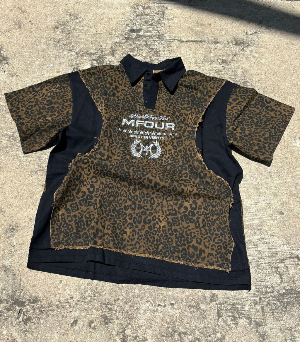 PLAYERA M4 LEOPARD DENIM POLO