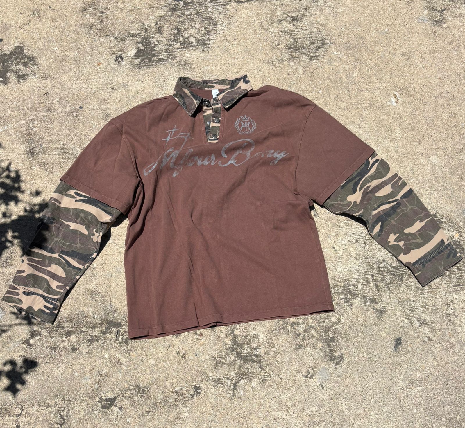 PLAYERA M4 LONG SLEEVE BROWN CAMO POLO