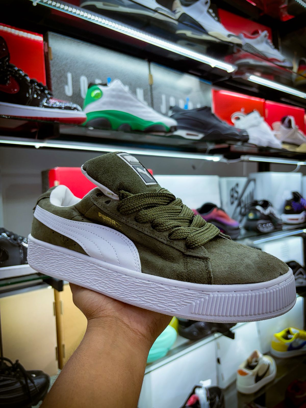 TENIS PUMAS SUEDE XL VERDE OLIVA